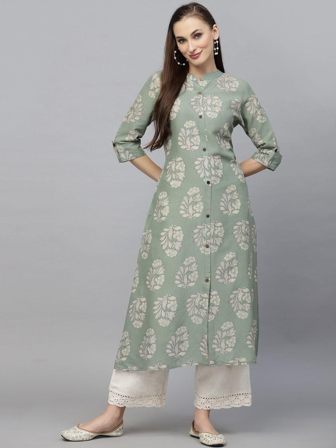 stylum mandarin collar ethnic motifs printed screen print kurta