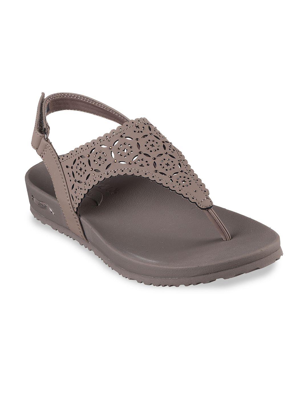 skechers women arch fit meditation - sophie  open toe flats with laser cuts