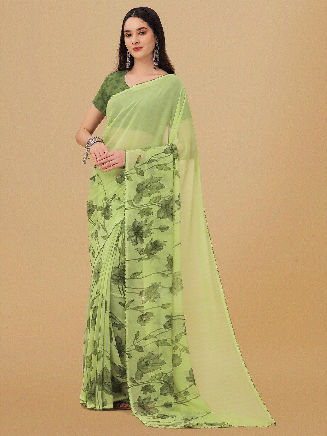 ambuja international floral printed poly georgette saree