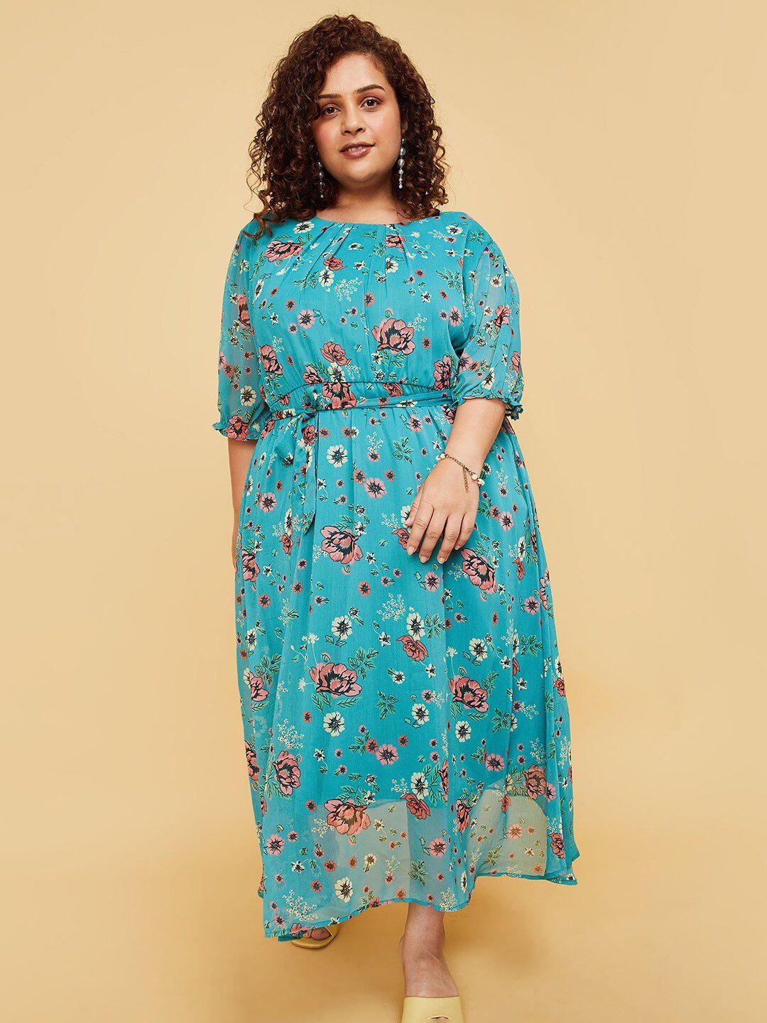 max plus size floral printed fit & flare midi dress