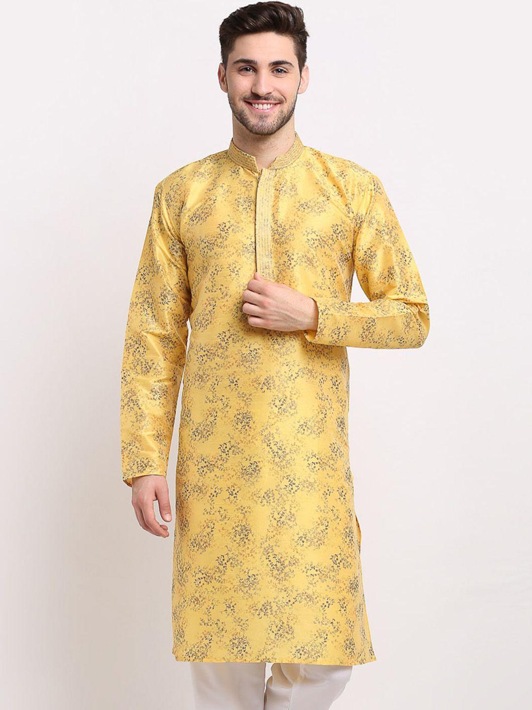 jompers ethnic motifs printed mandarin collar thread work straight kurta