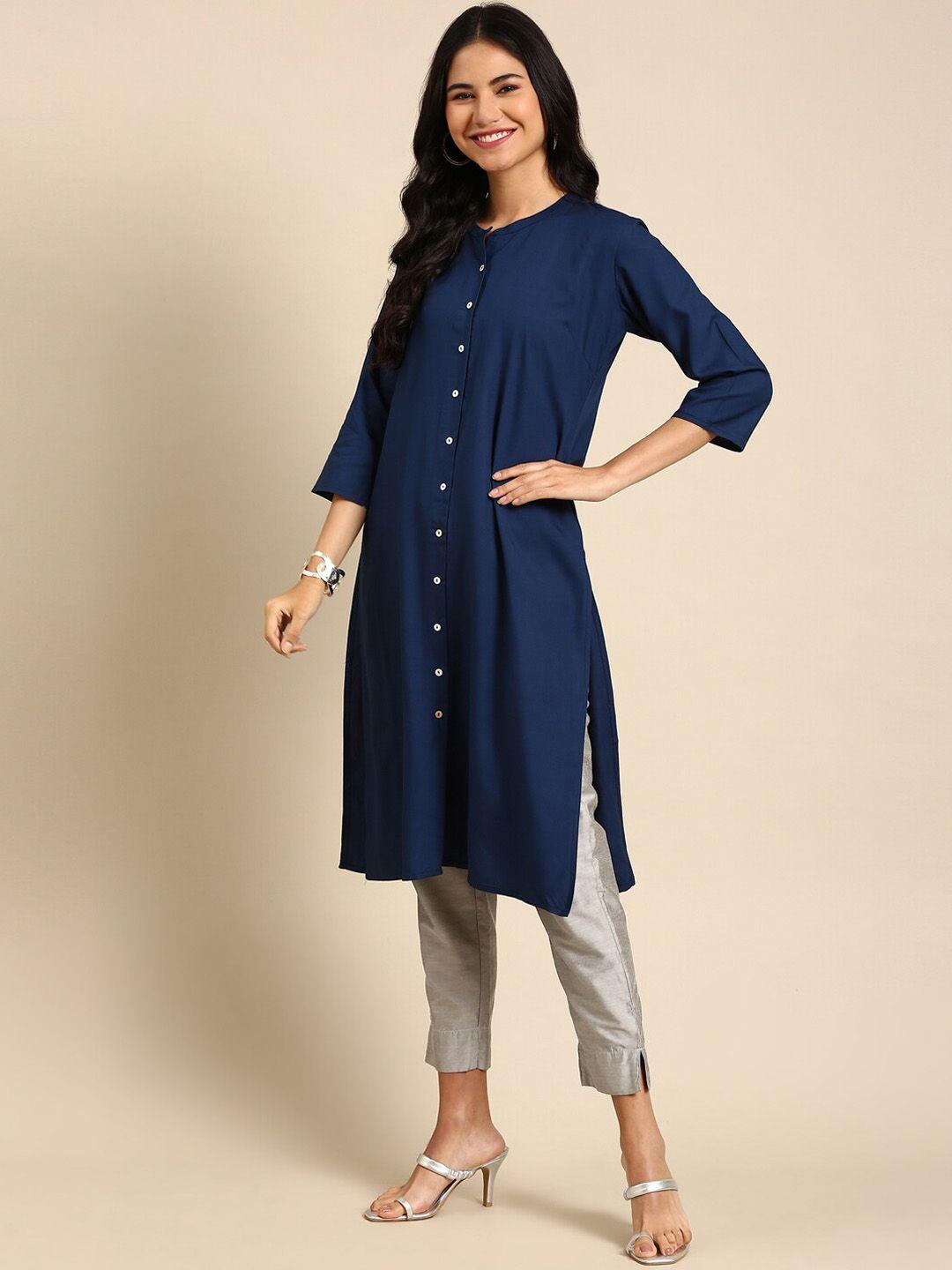 showoff round neck straight regular kurta