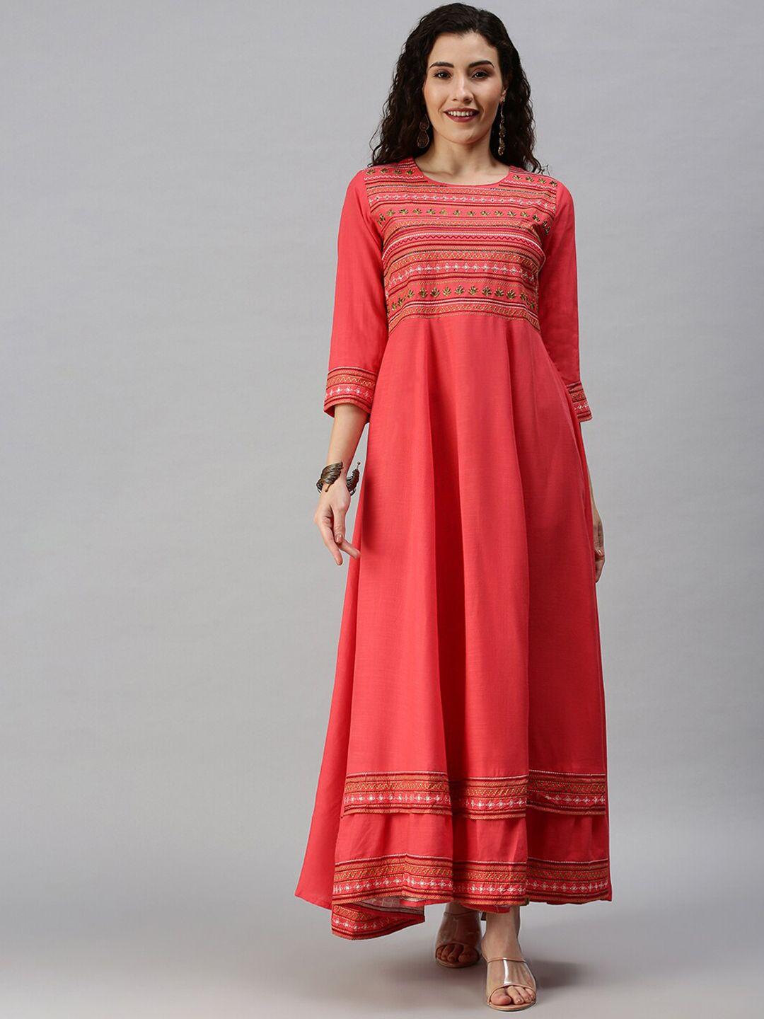 showoff ethnic motifs embroidered a-line dress