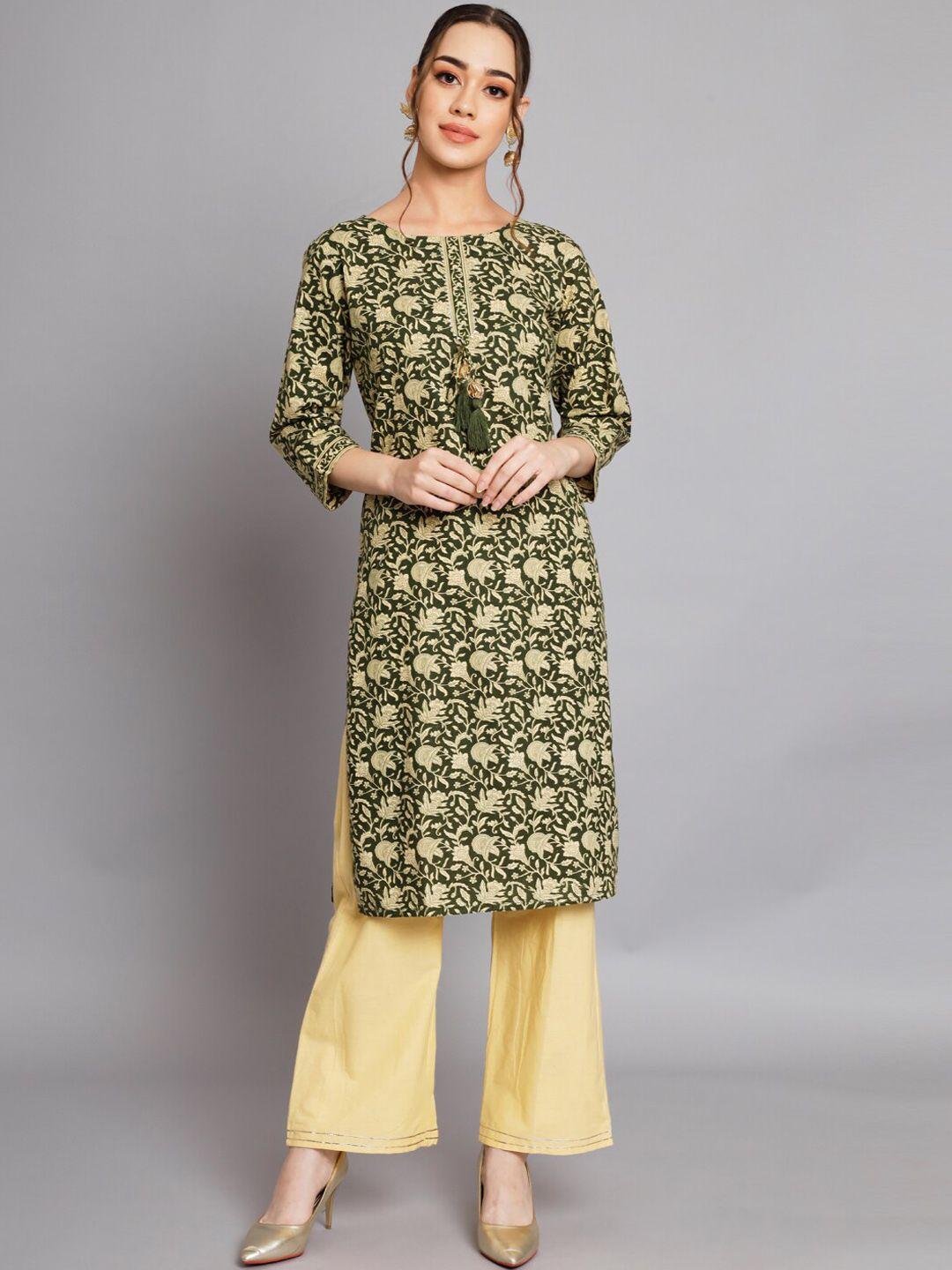 silai bunai floral printed gotta patti kurta with trousers