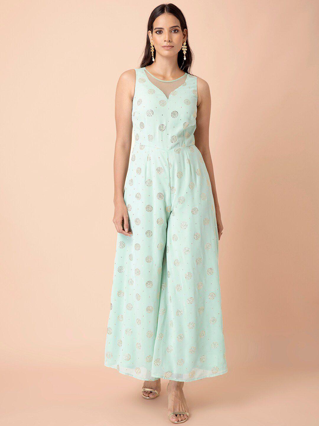 indya embellished mukaish work basic jumpsuit