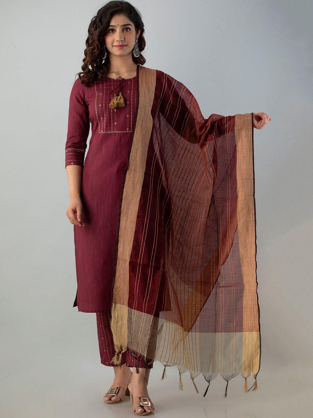 charu ethnic motifs printed gotta patti kurta with trousers & dupatta