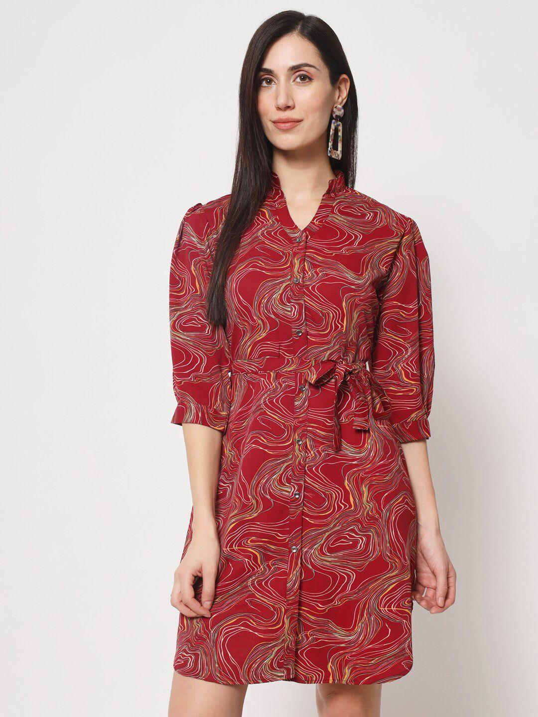 rudraaksha creations abstract printed shirt dress