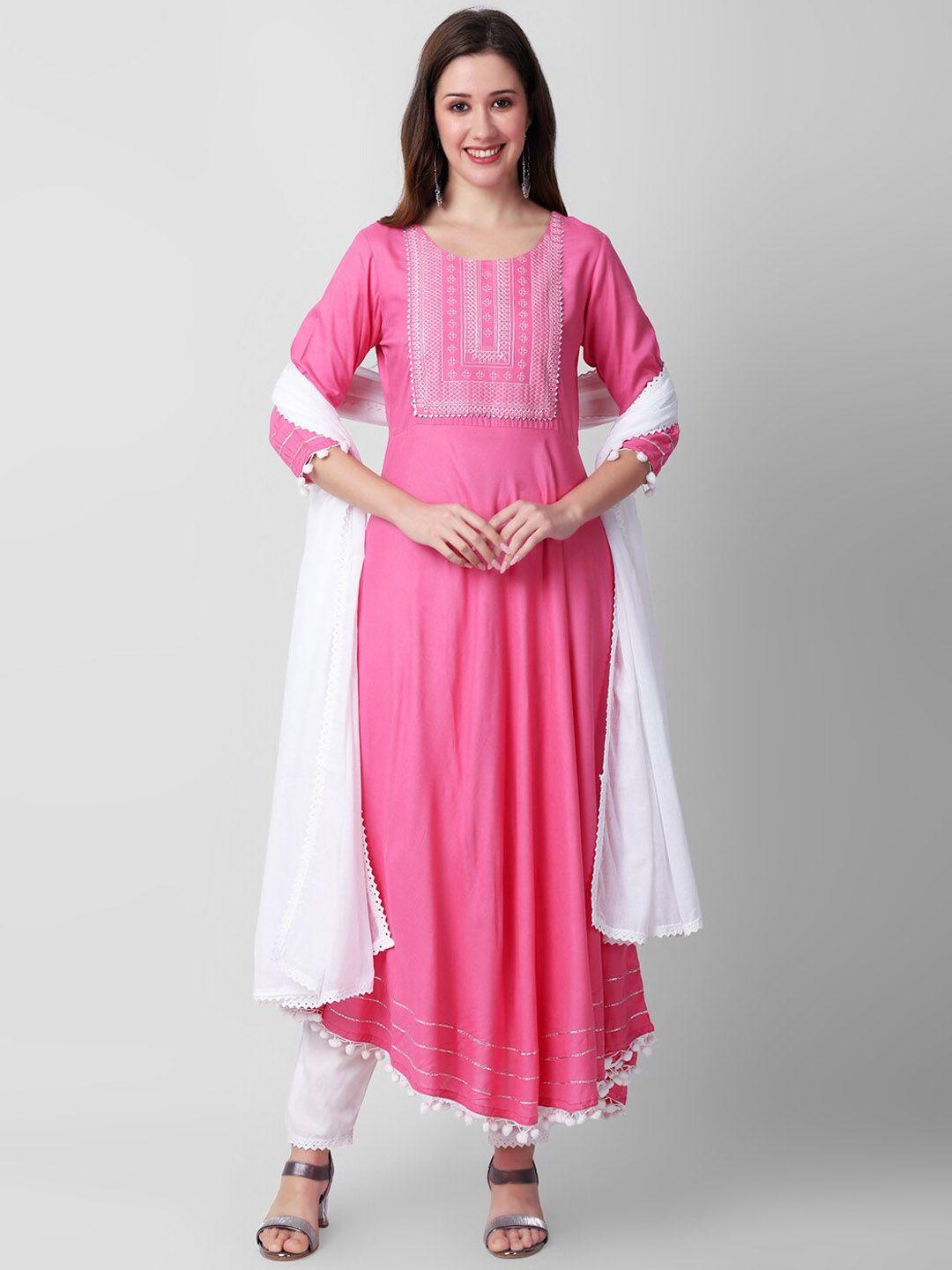 kalini embroidered gotta patti anarkali kurta with trousers & dupatta