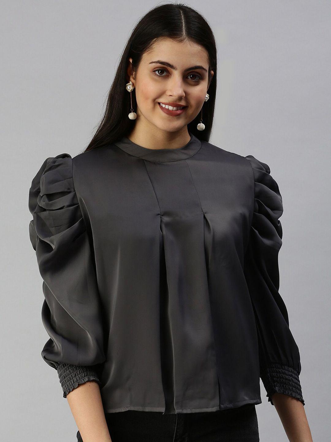 showoff cuffed sleeves a-line top