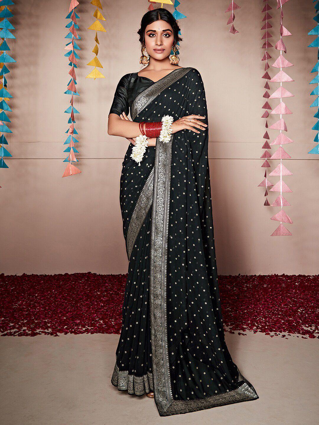 anouk polka dots printed woven design pure georgette saree