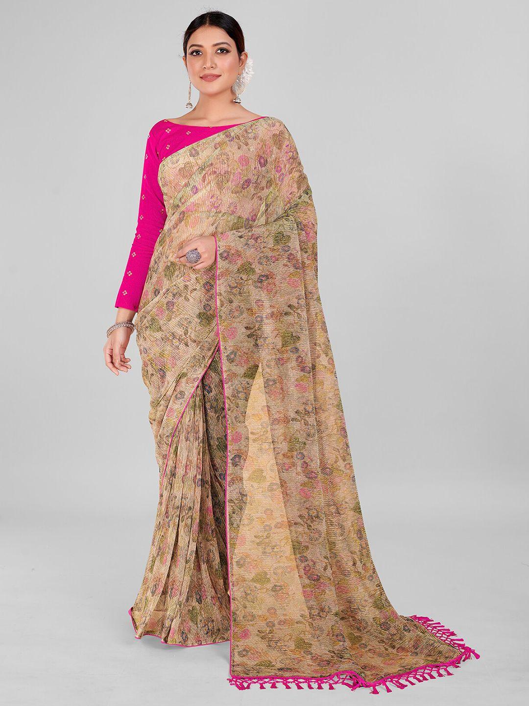 granthva fab floral printed art silk saree