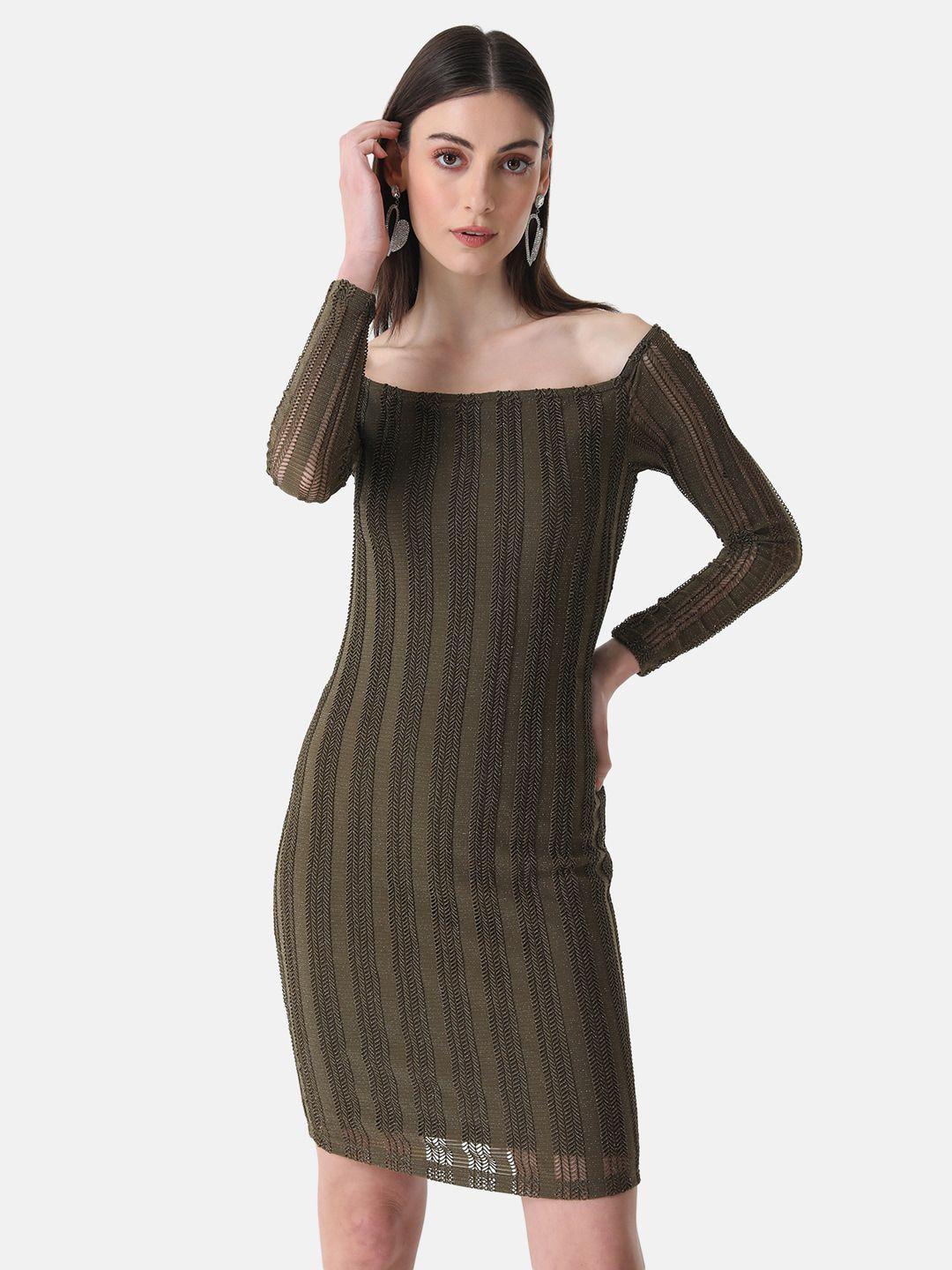 kazo striped off-shoulder bodycon mini dress