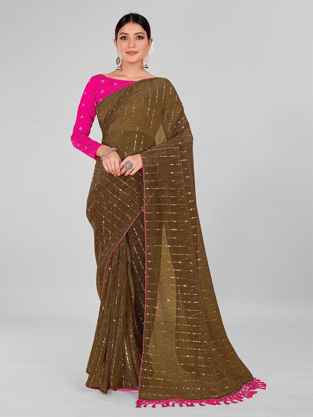 granthva fab embellished sequinned art silk saree