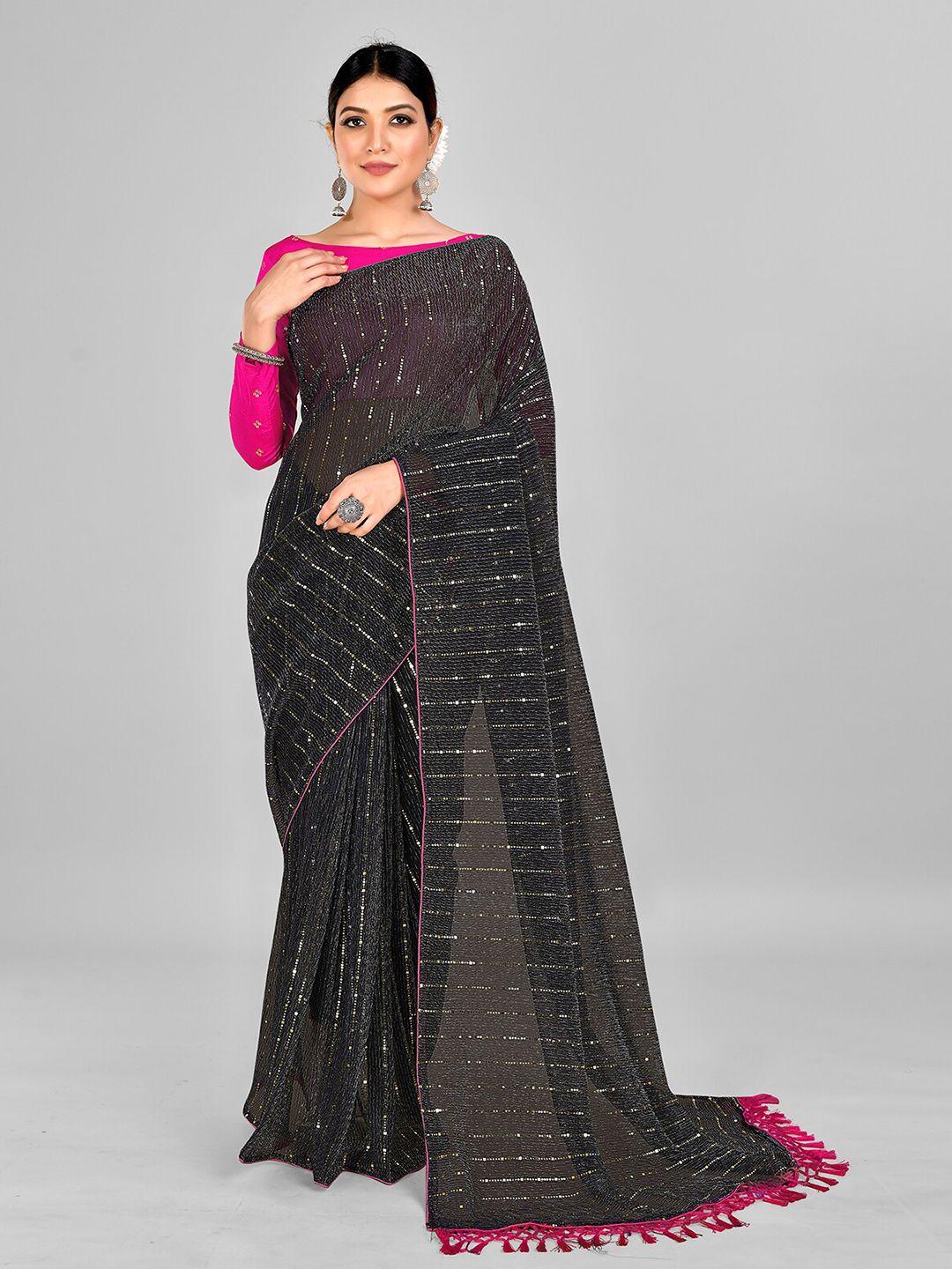 granthva fab embellished sequinned art silk saree