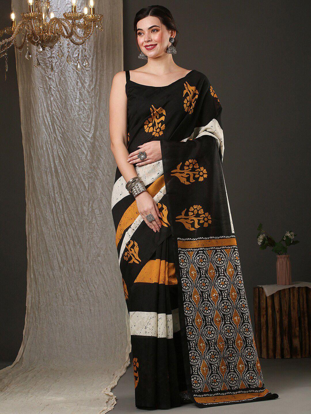 anouk floral printed art silk bhagalpuri saree