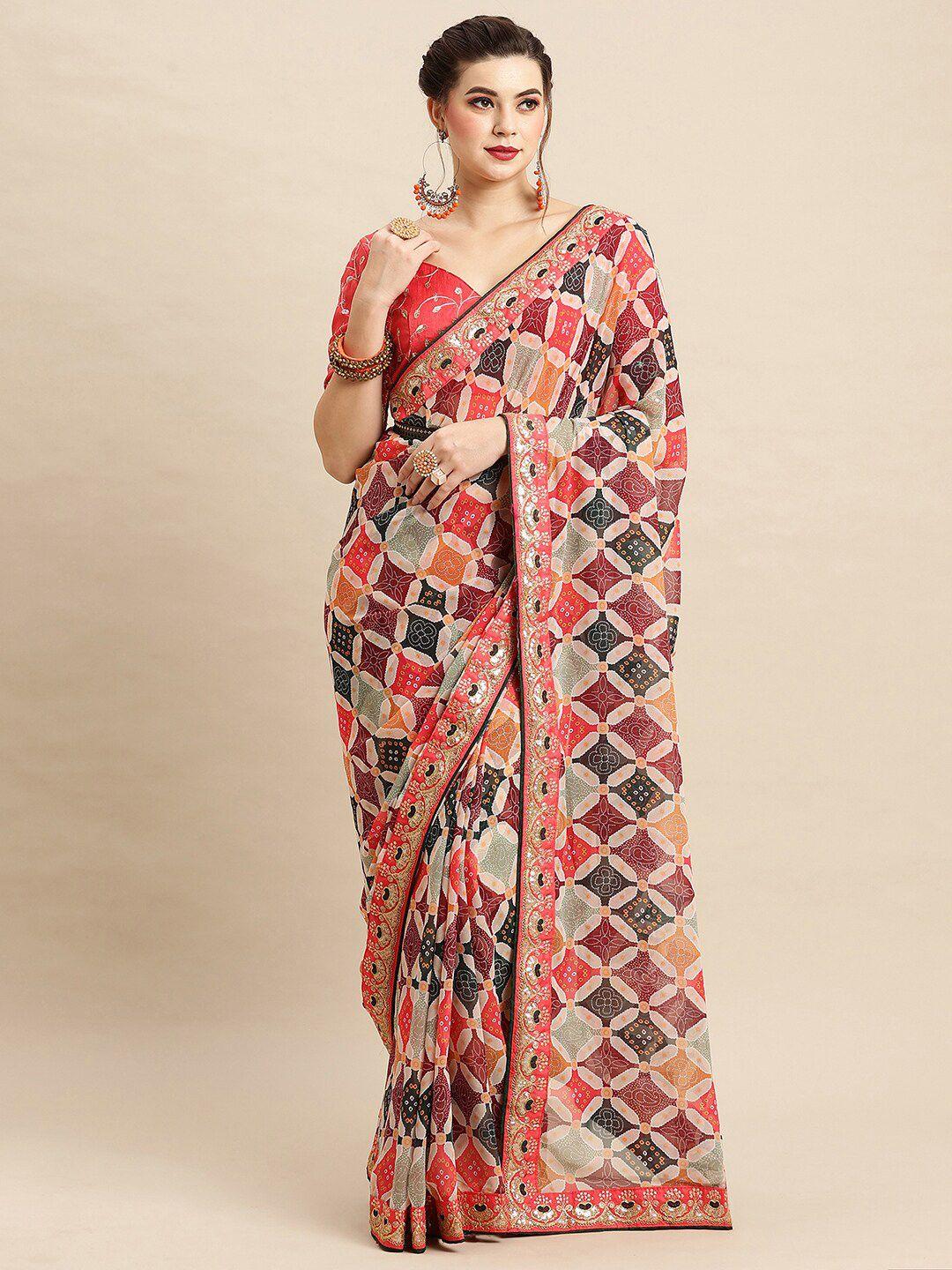 anouk ethnic motifs digital printed pure georgette saree