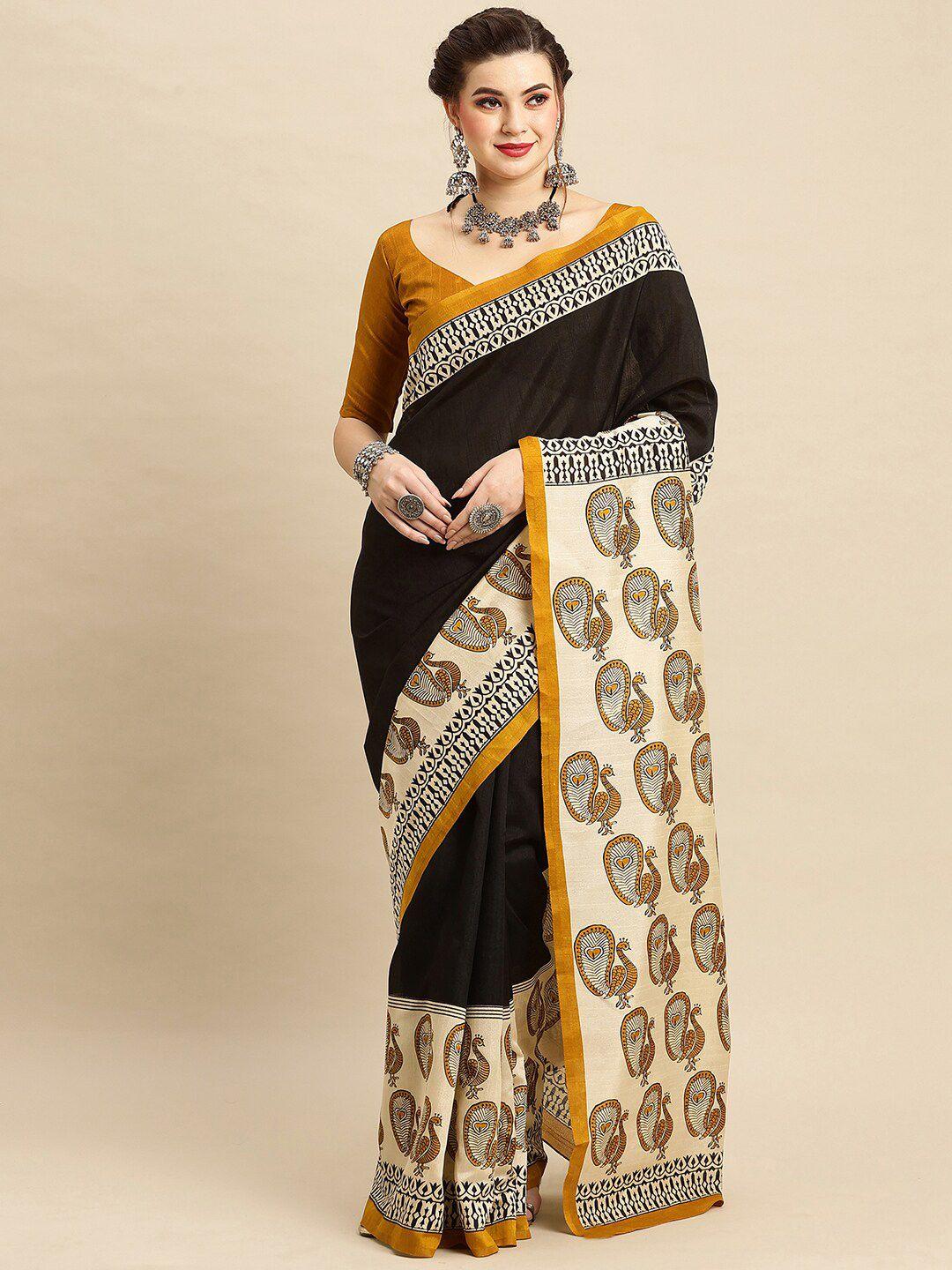 anouk ethnic motifs printed art silk bhagalpuri saree