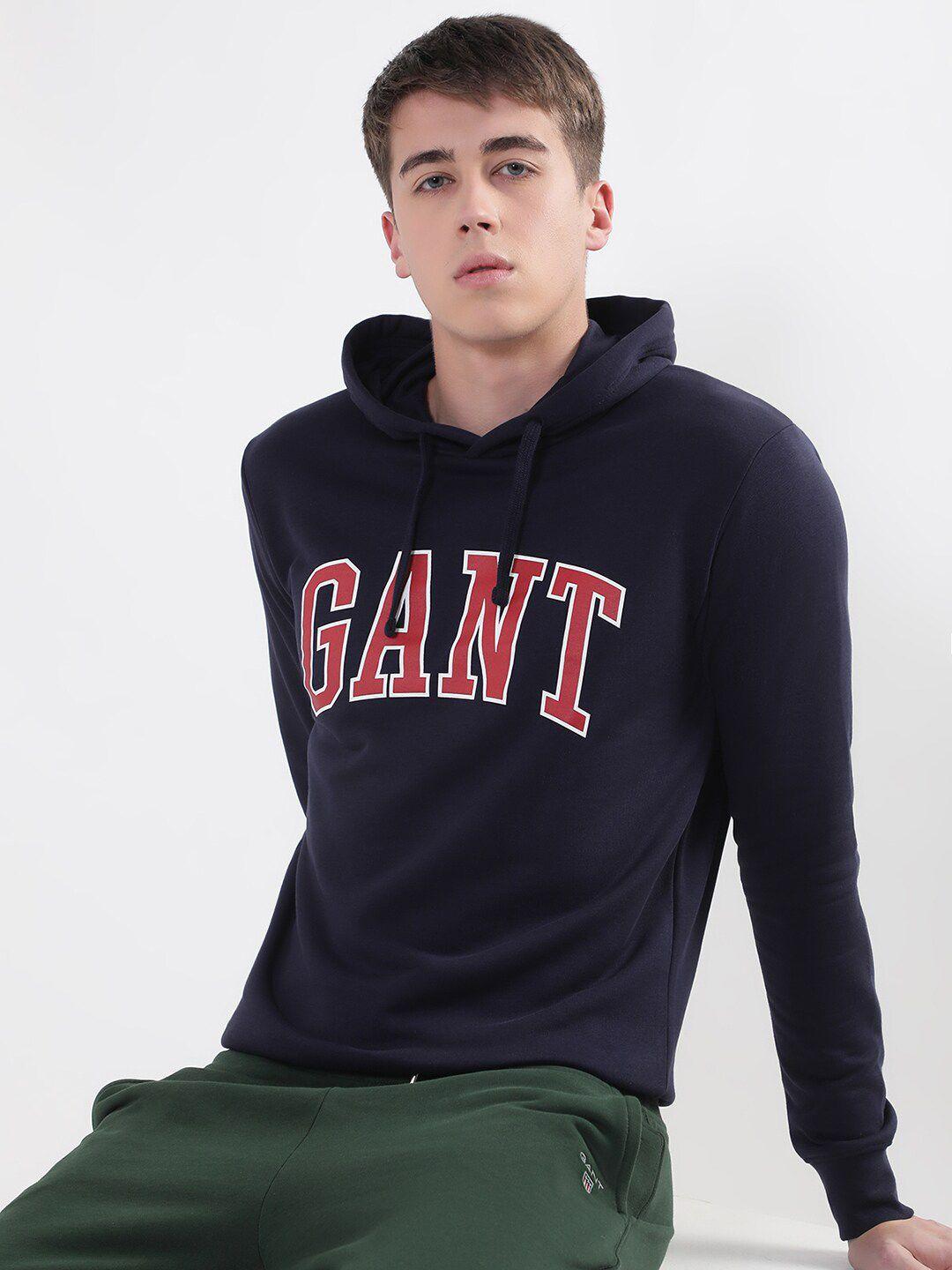 gant men printed cotton hooded sweatshirt