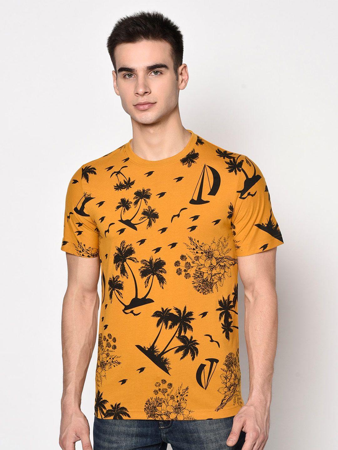 oakmans tropical printed round neck cotton t-shirt