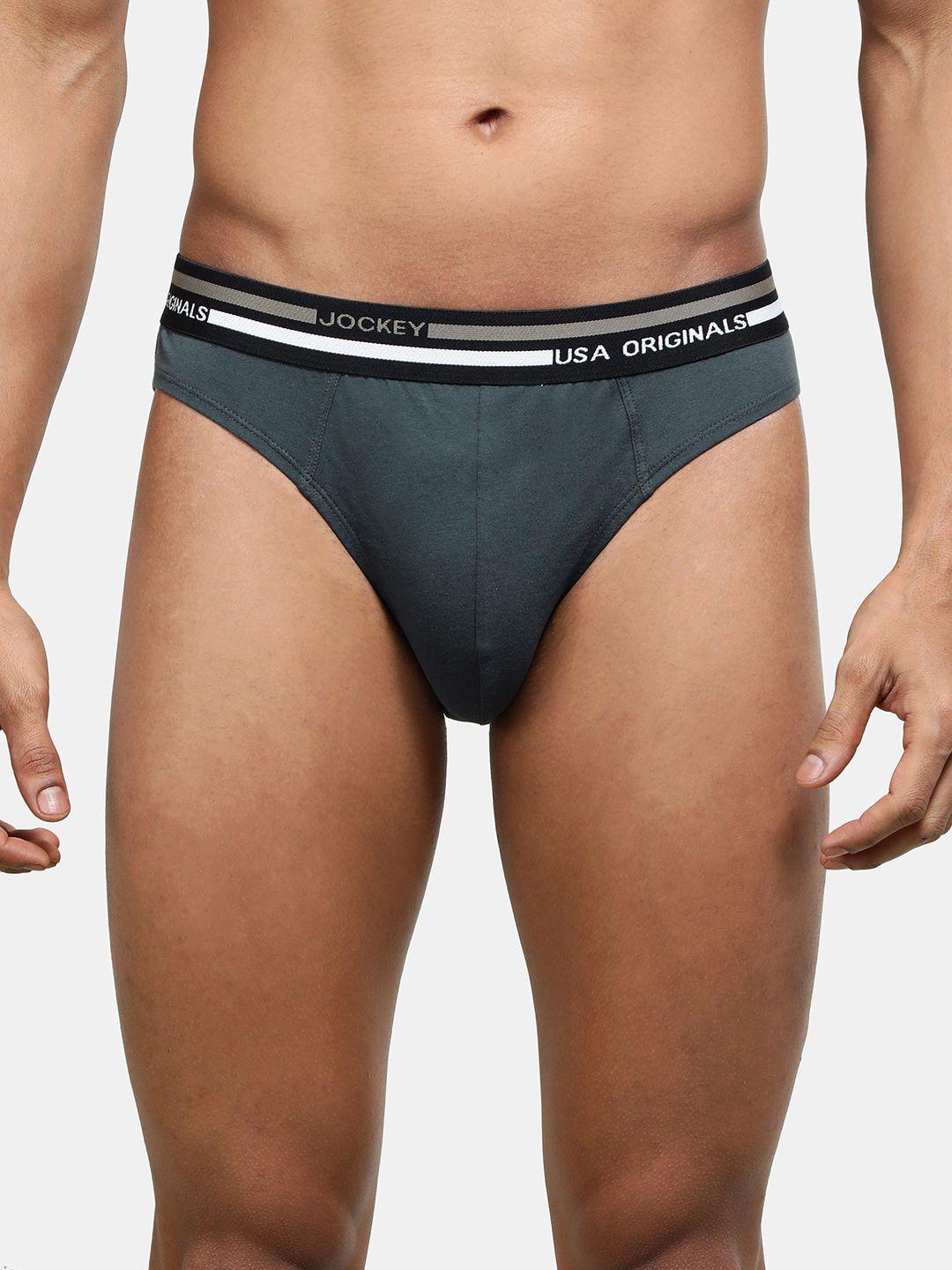 jockey men printed super combed cotton ultrasoft waistband basic brief us49-0105-grpht