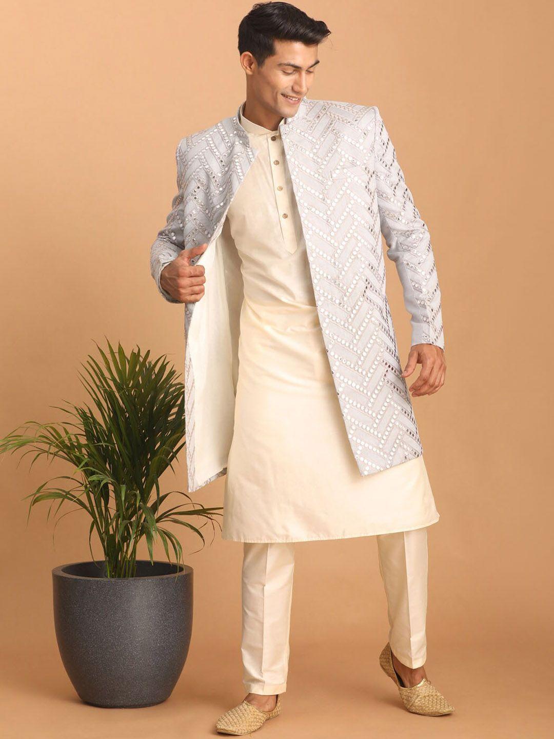 shrestha by vastramay self design sherwani set