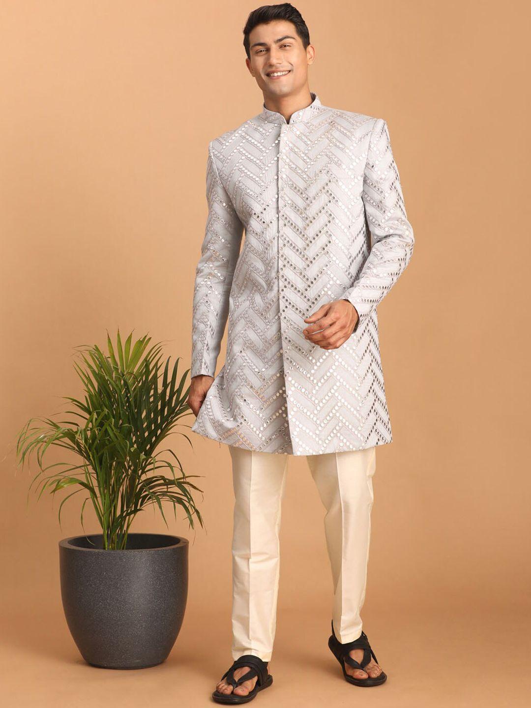 shrestha by vastramay mirror work embroidered sherwani set