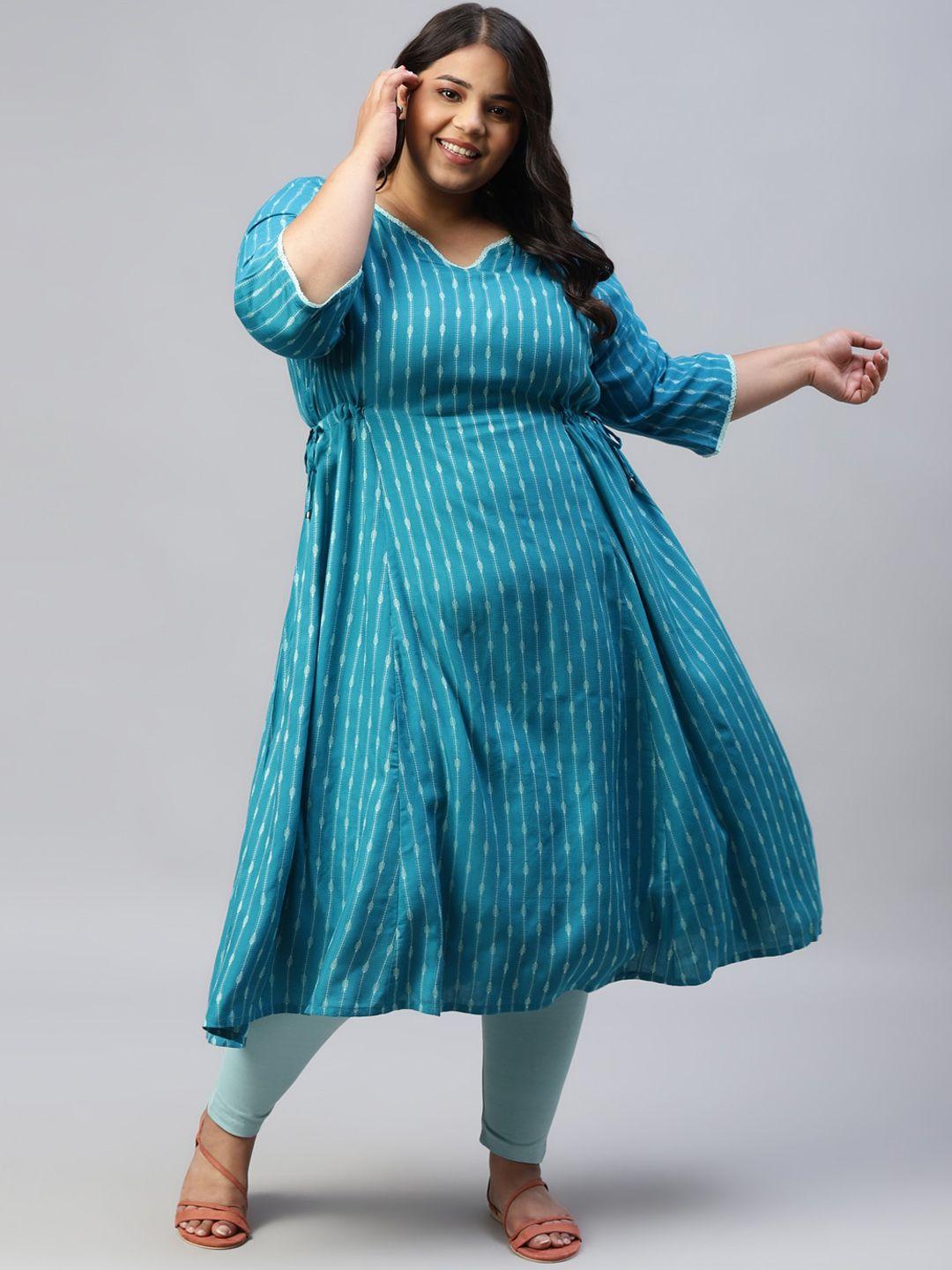 aurelia plus size striped anarkali kurta