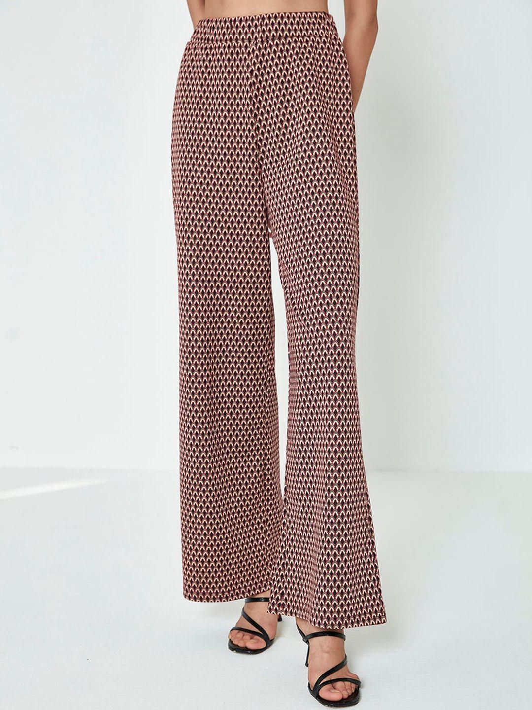 cover story women printed flared parallel trousers