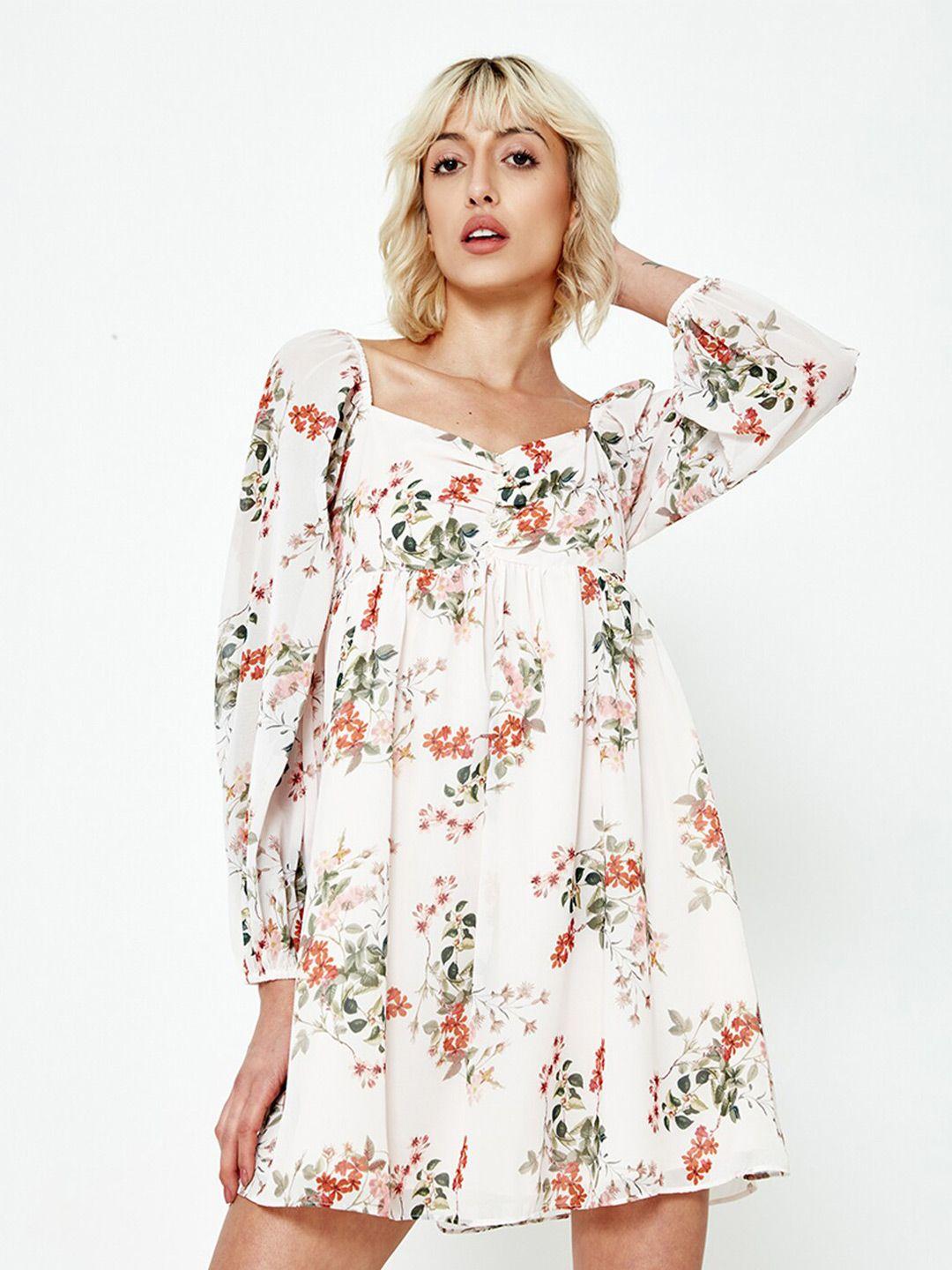 cover story floral printed empire mini dress