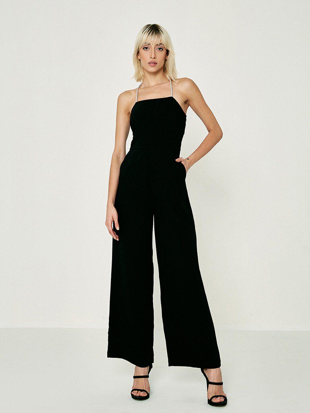 cover story halter neck basic jumpsuit