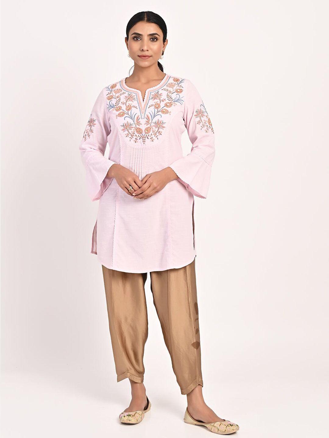 lakshita floral embroidered thread work pure cotton kurti