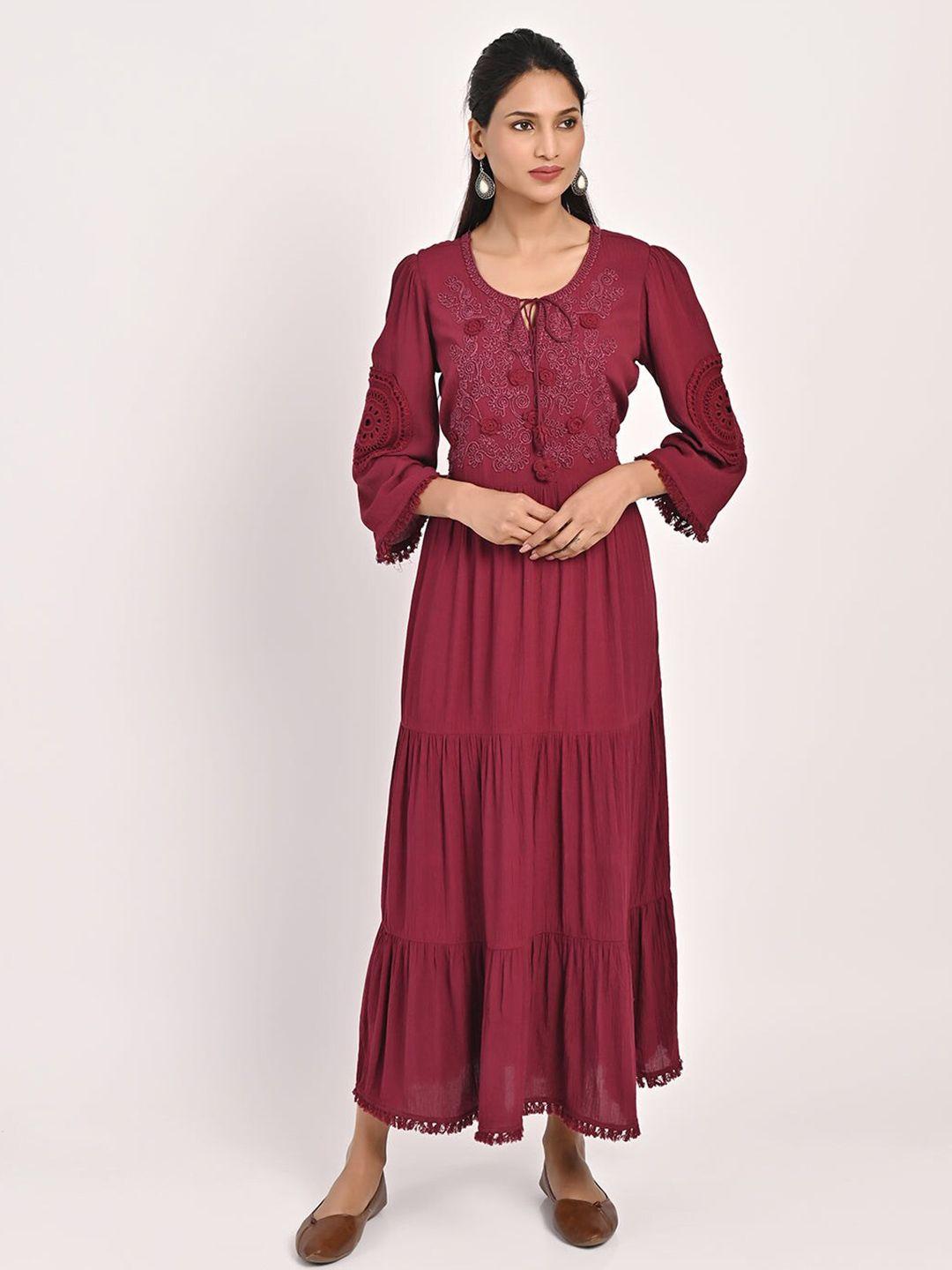 lakshita bell sleeve crepe maxi dress