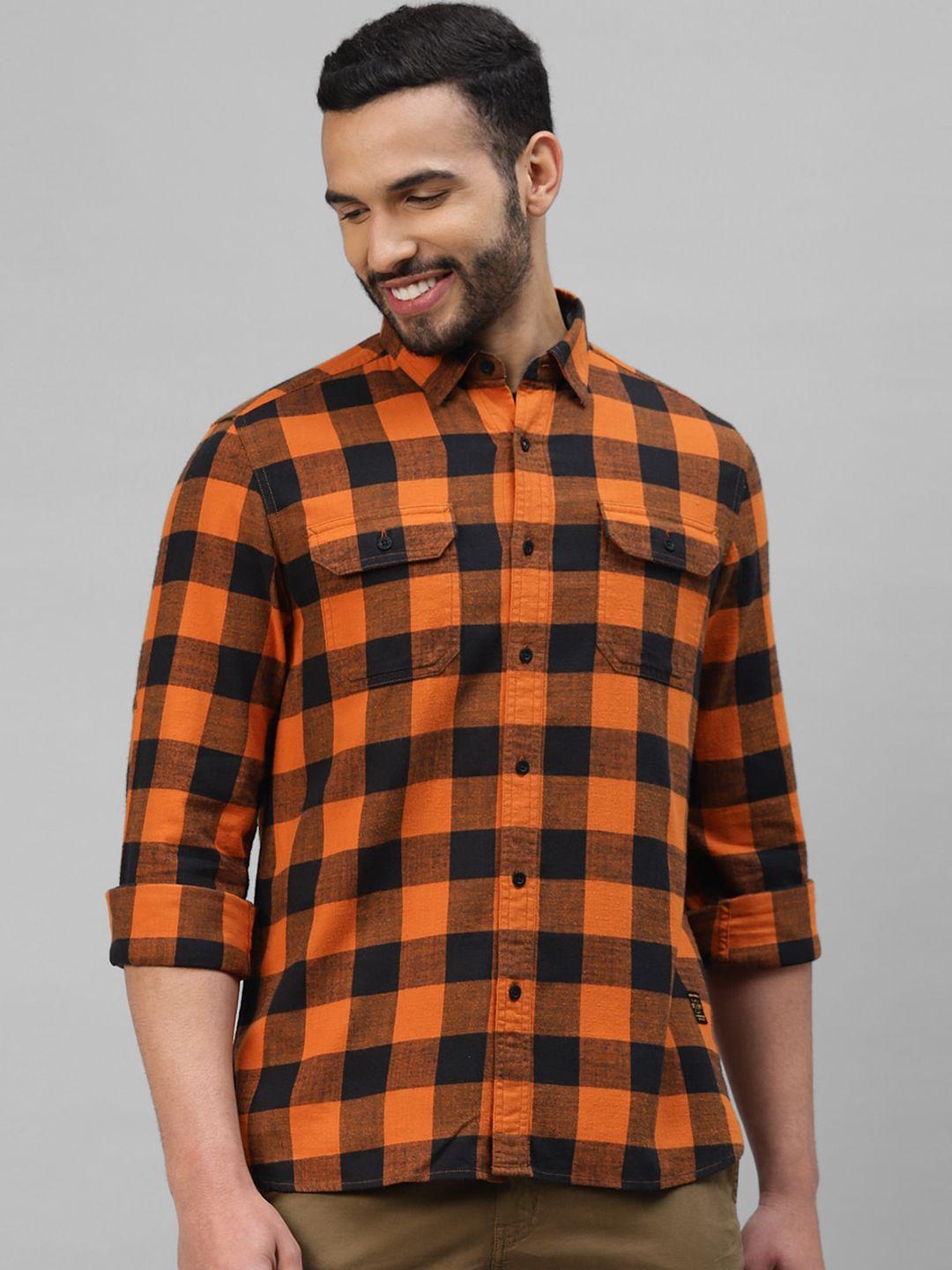 royal enfield men buffalo checked casual shirt