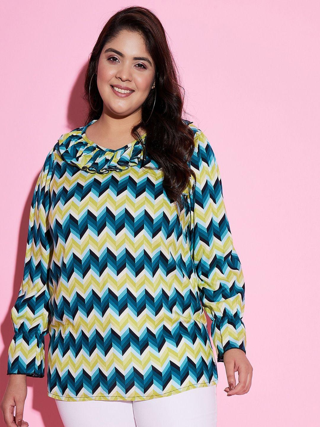 austivo plus size geometric print georgette top