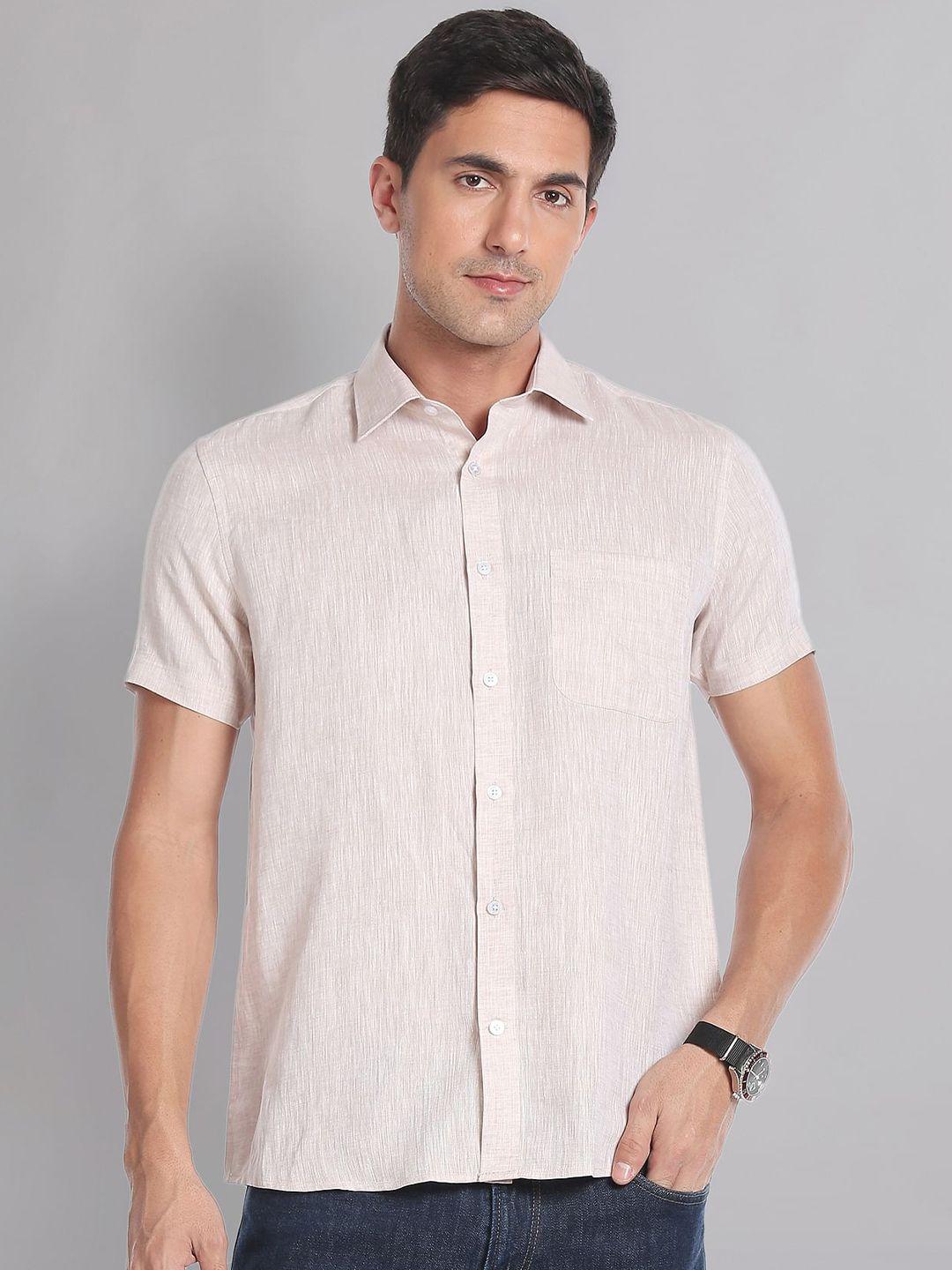 ad by arvind regular fit pure linen casual shirt