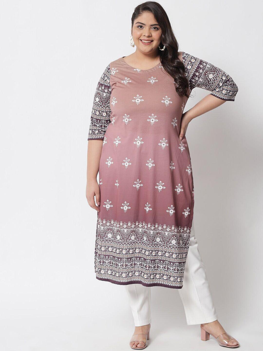 amydus plus size ethnic motifs printed straight kurta