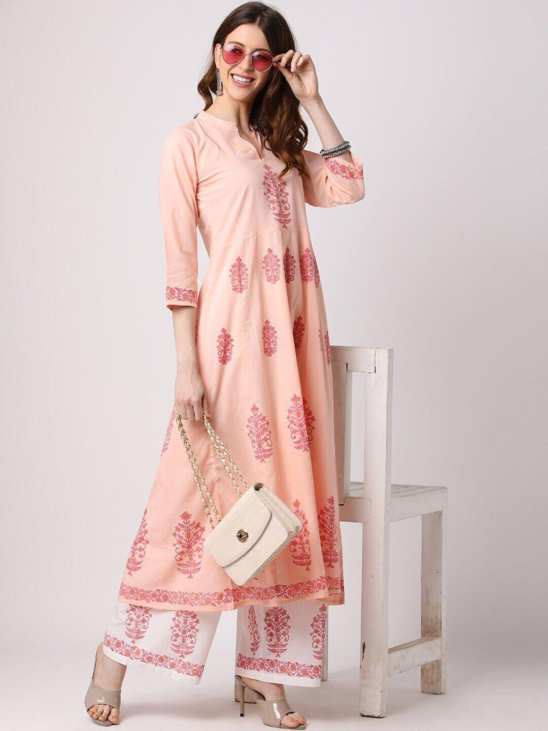 the nks plus ethnic motifs printed regular pure cotton kurta with palazzo