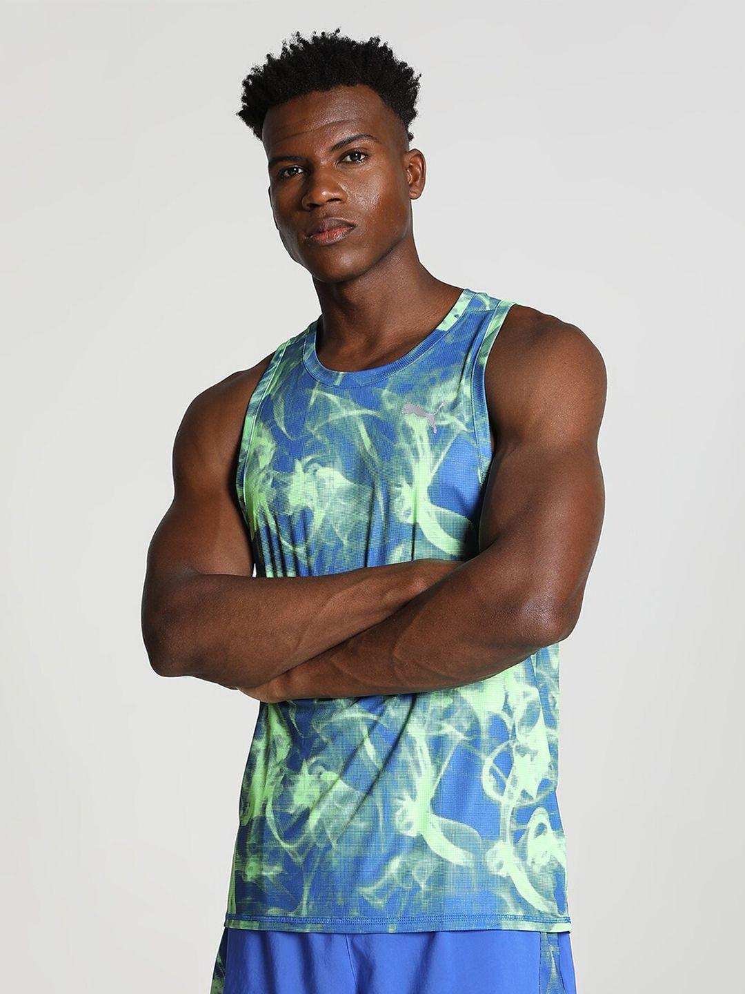 puma run favorite all over printed running knitted tank t-shirt