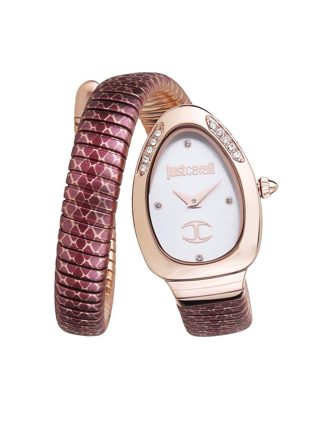 just cavalli women embellished wrap around straps analogue watch jc1l251m0065