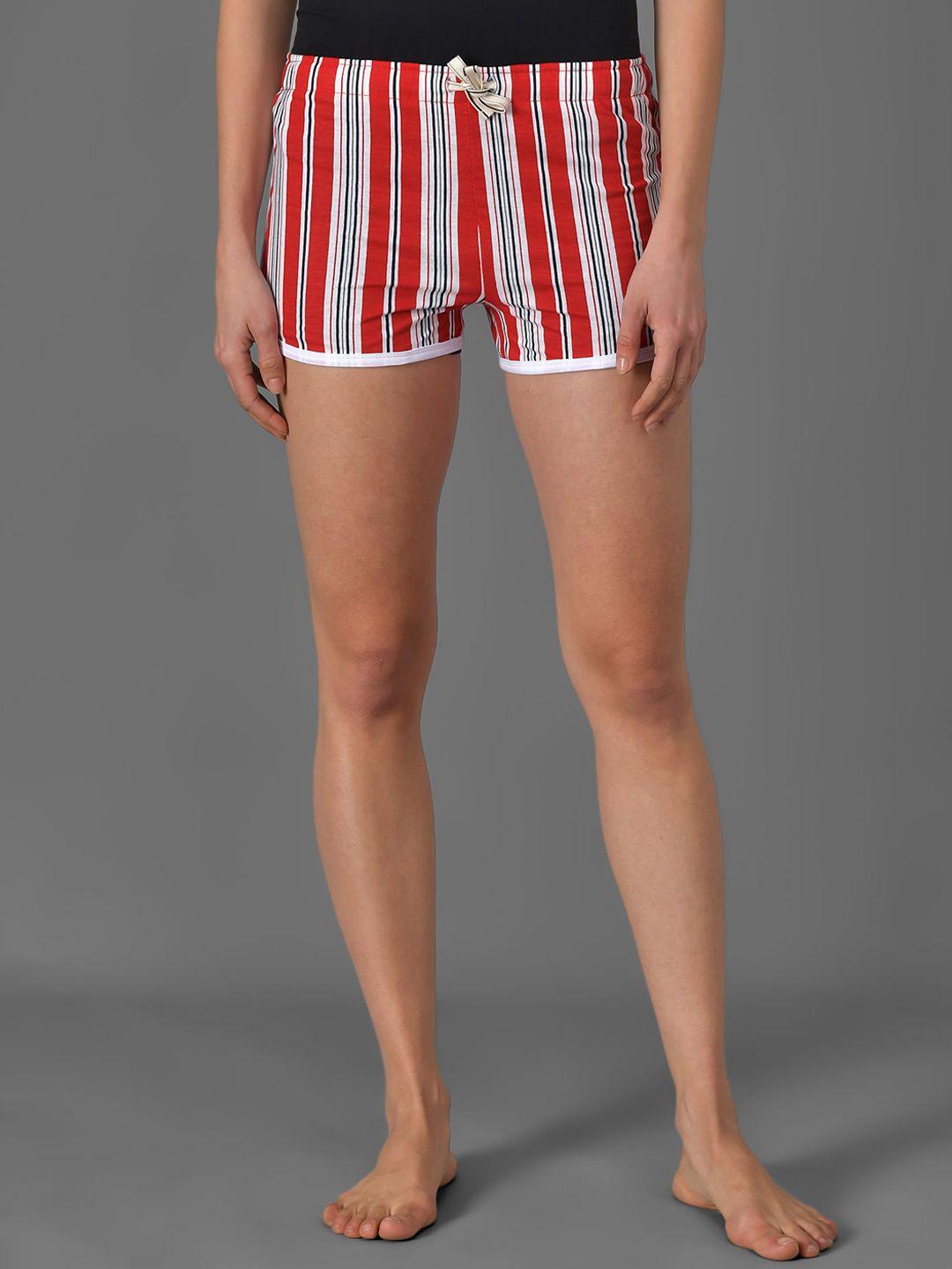 kotty women striped slim fit low-rise running hot pants with technology shorts