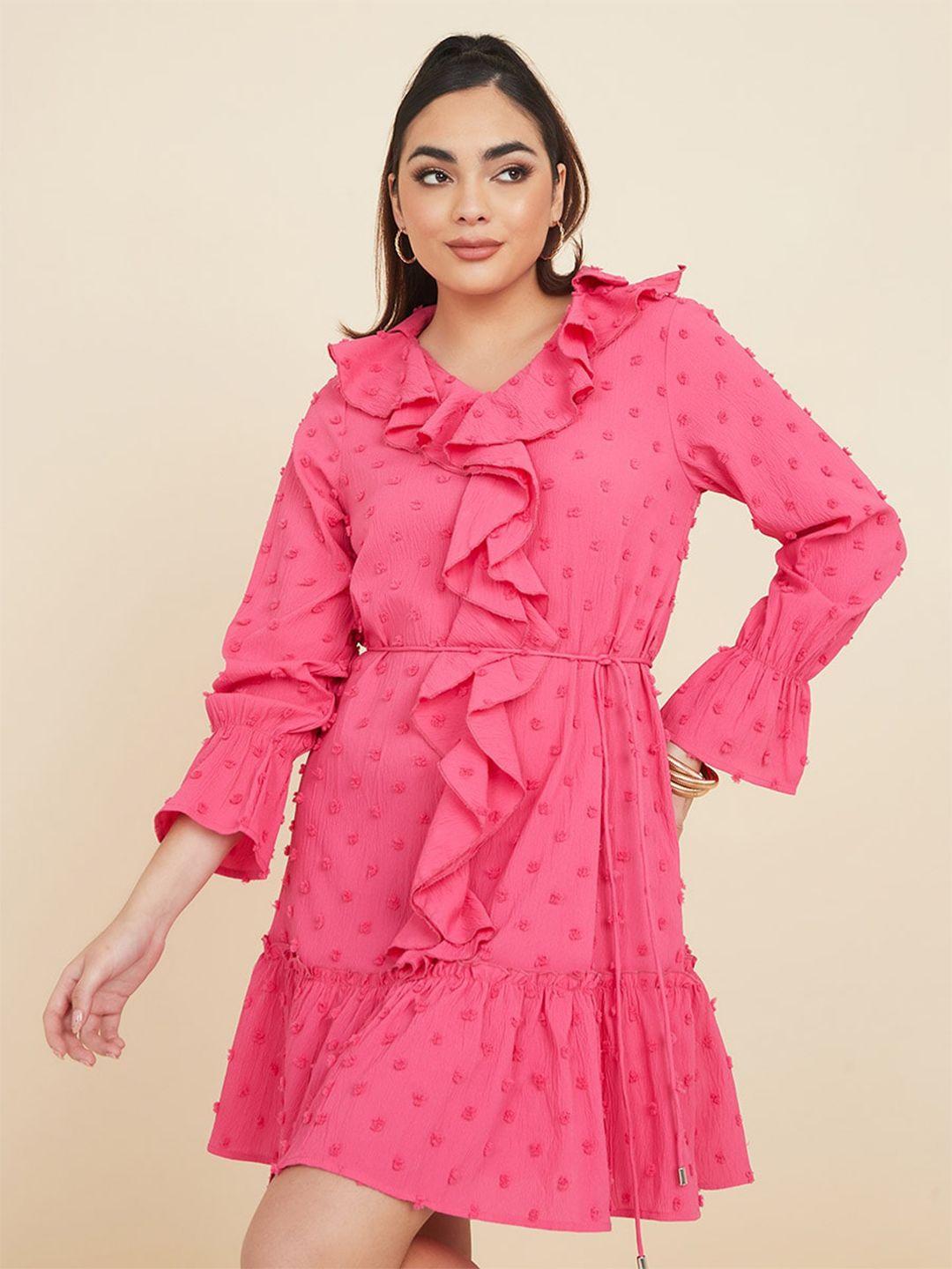 styli ruffles bell sleeve a-line dress