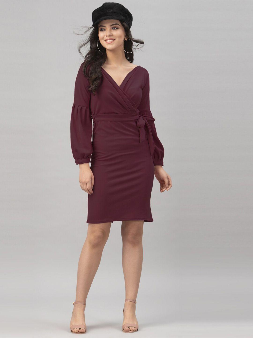 selvia v-neck lycra sheath dress with belt