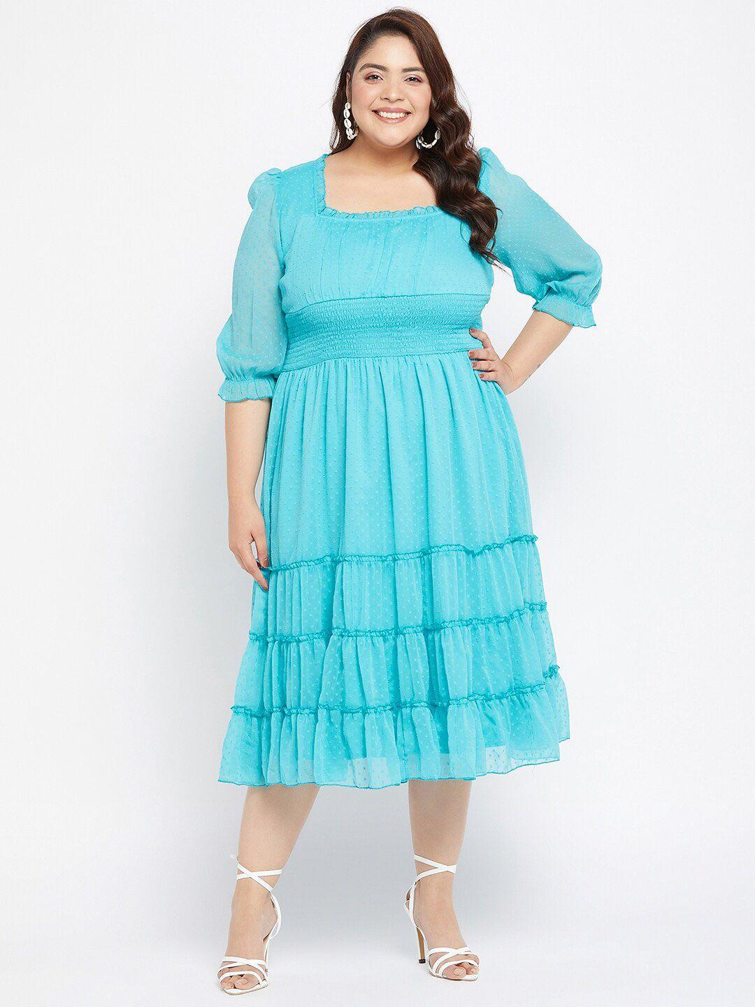 antheaa puff sleeve chiffon empire midi dress