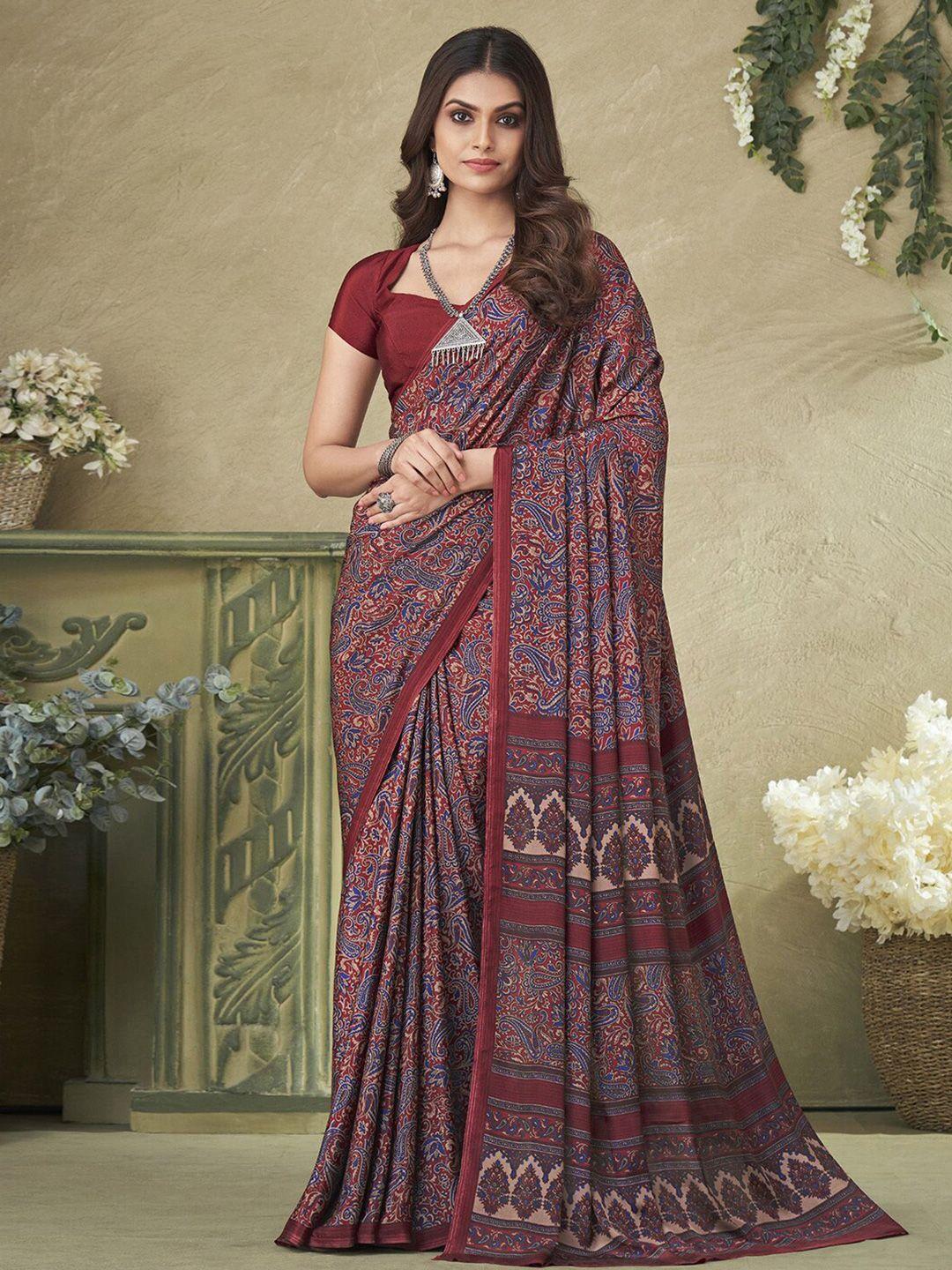 mitera ethnic motifs printed silk blend saree