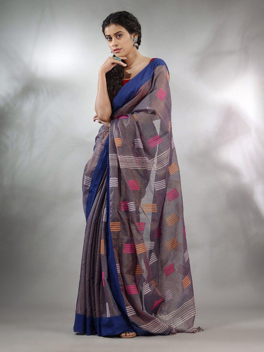 charukriti geometric woven design tissue saree