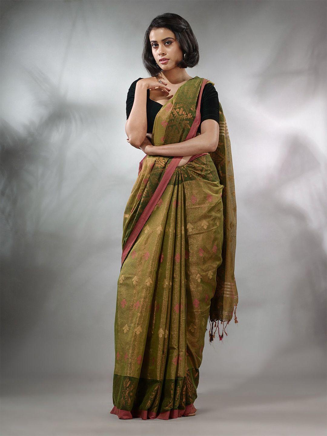 charukriti floral woven design tissue saree