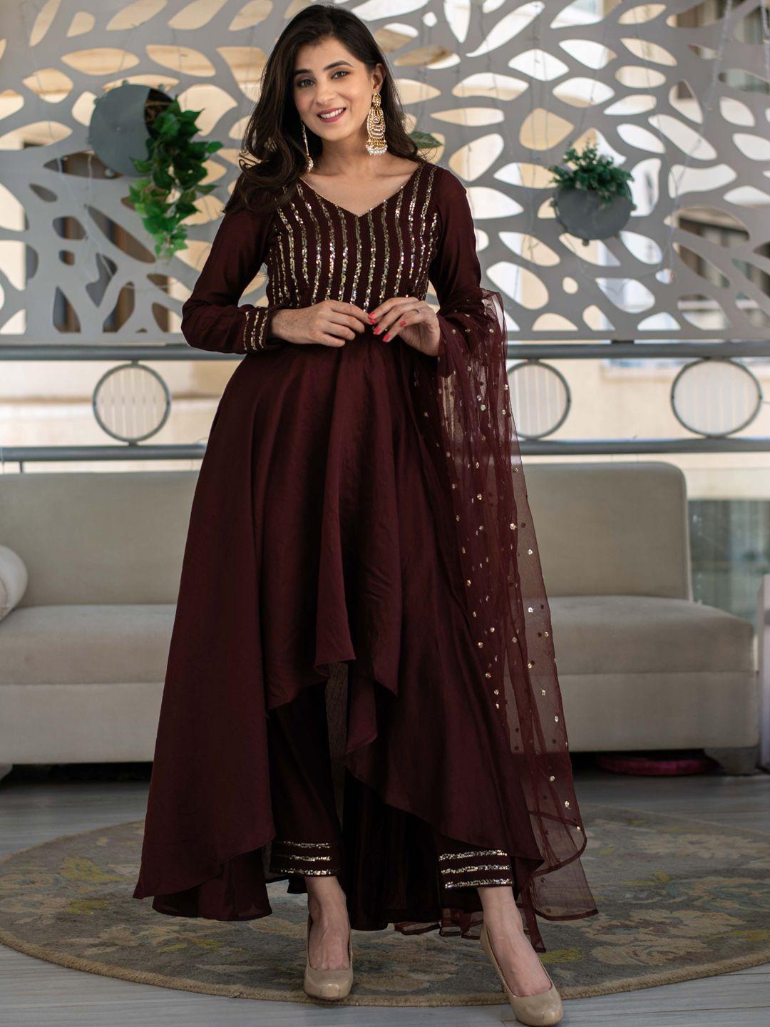 label shaurya sanadhya sequinned kurta with trousers & with dupatta