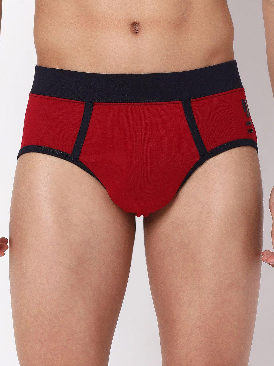 underjeans by spykar men mid-rise colourblocked soft waistband basic briefs