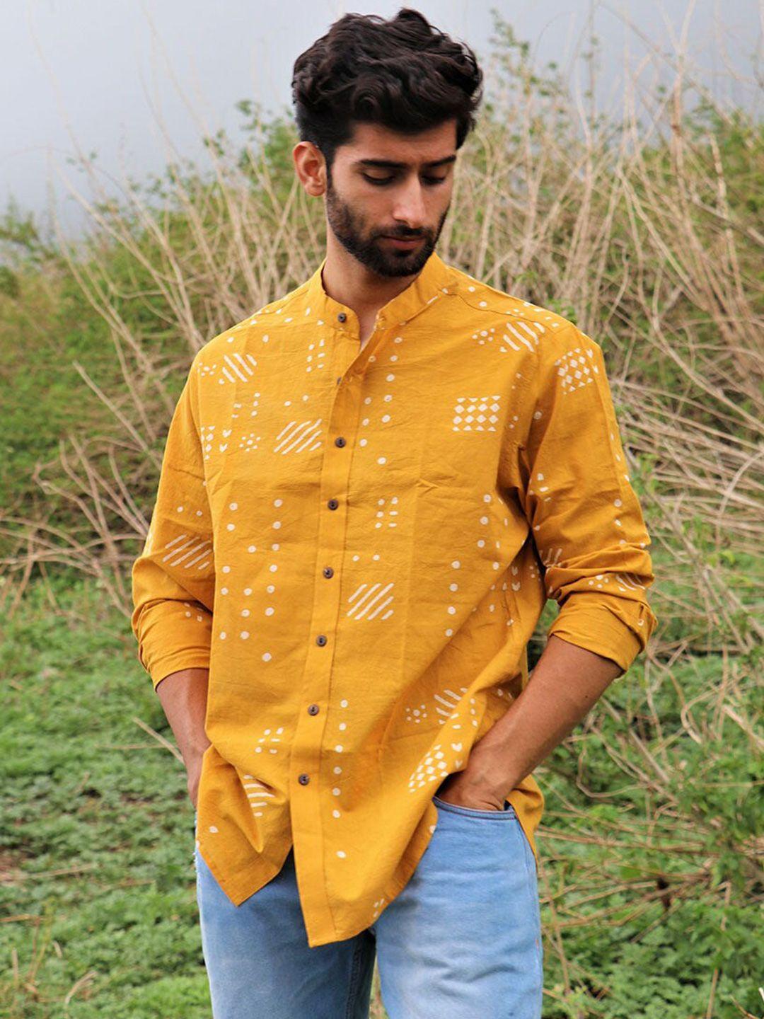 chidiyaa geometric printed cotton casual shirt