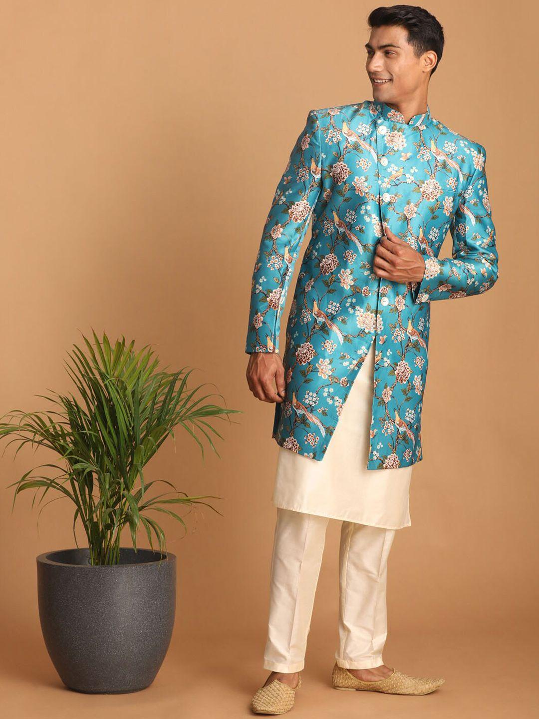 vastramay men printed sherwani set